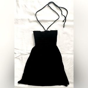 VINTAGE JUICY COUTURE SMOCKED TERRY - HALTER NECK TIE MINI DRESS (SIZE PETITE)